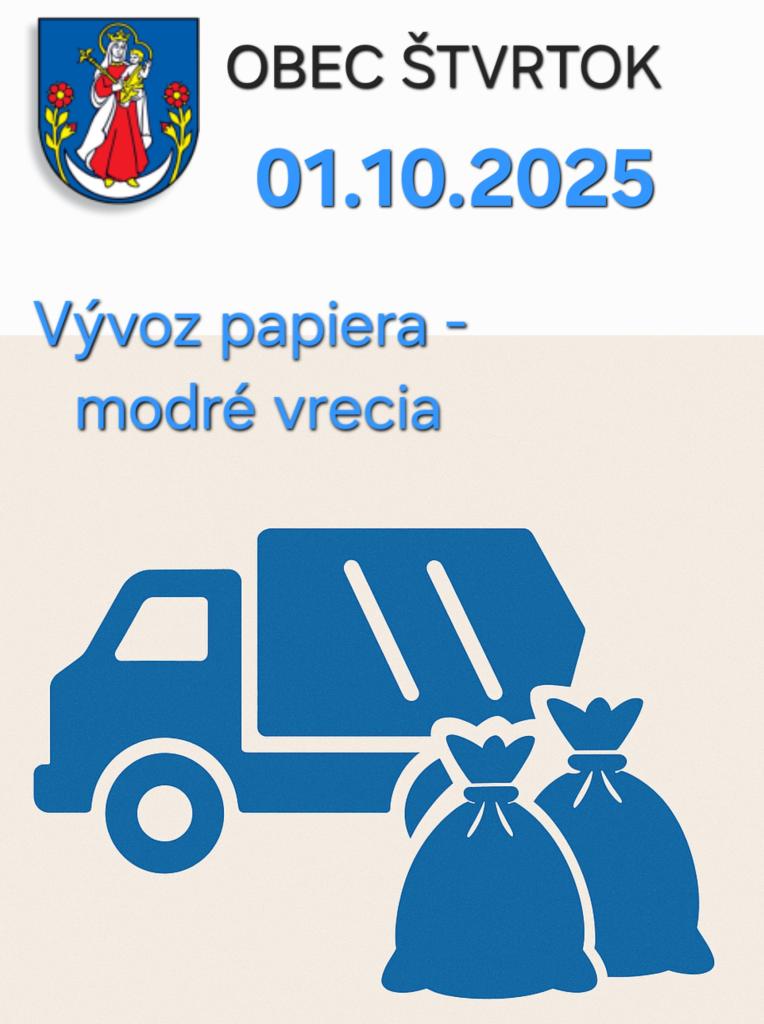 vývoz papiera v&nbsp;obci - 01.10.2025